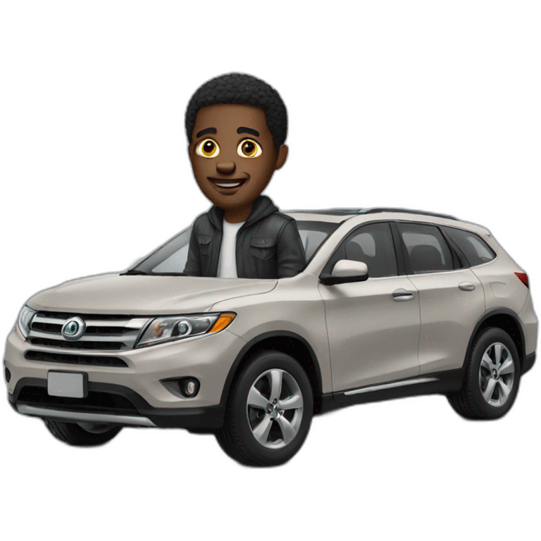 Black man on car emoji