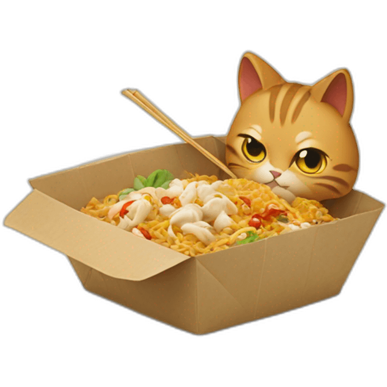 Cat eating Chinese takeout  emoji