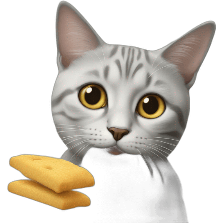 Un chat qui mange du caca emoji