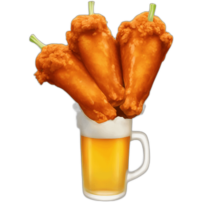 buffalo wings with beer emoji