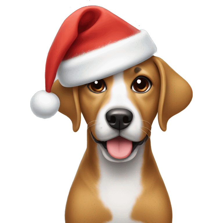 Dog wear a Christmas Hat emoji