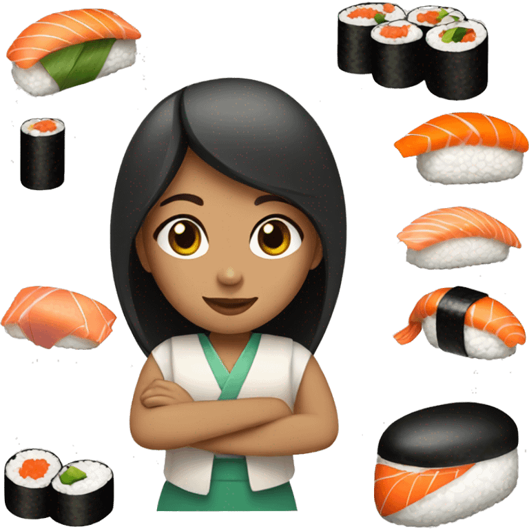 Girl with sushi emoji