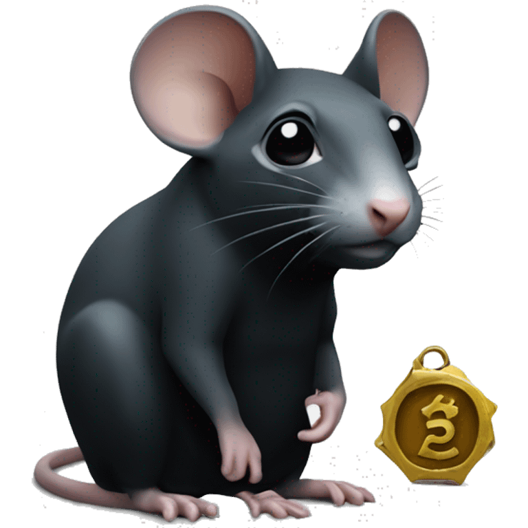 Un rat noir avec une émeraude  emoji