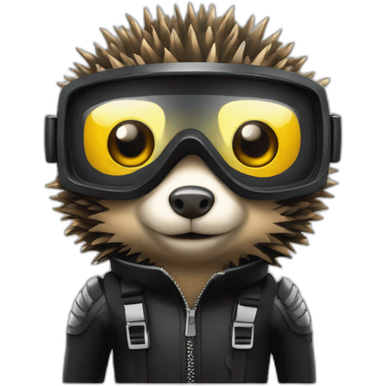 hedgehog in black rubber shiny diving suit emoji