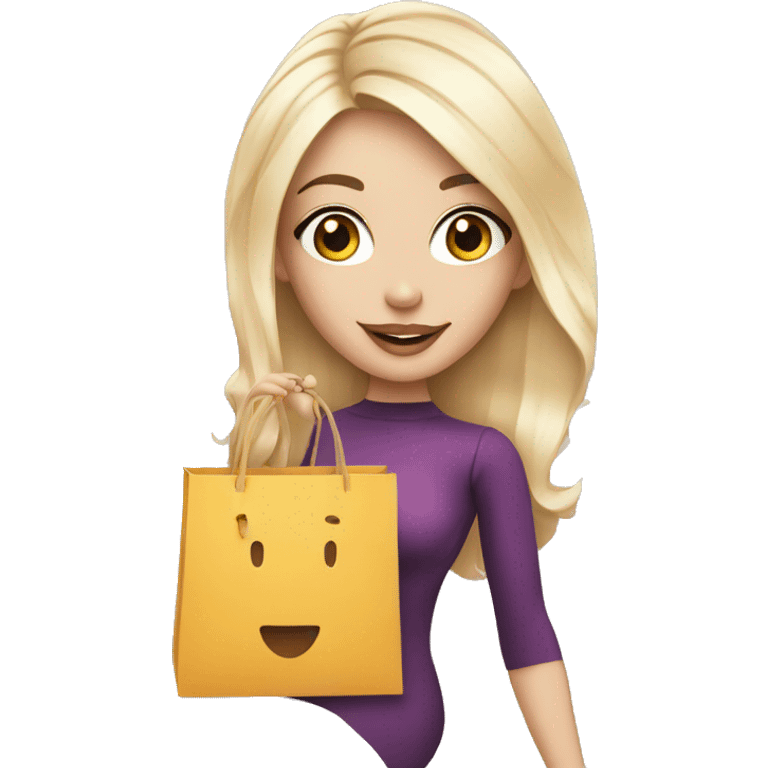 white skin influencer taking selfie with a shopping bag emoji