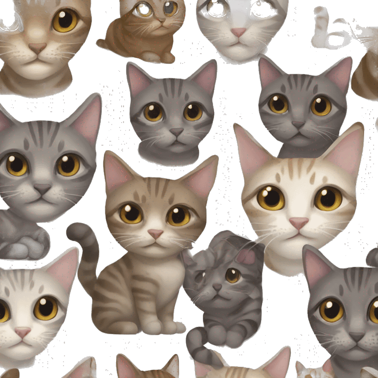 Dark brown and grey tan tabby cats emoji