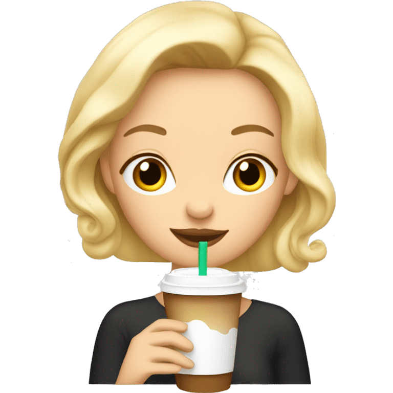 Blonde sipping iced coffee emoji