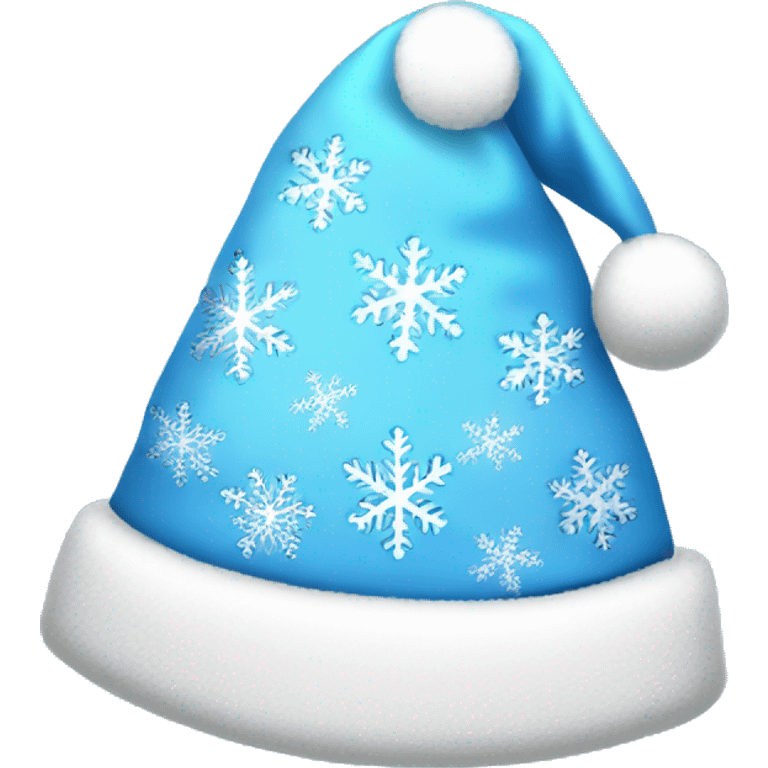 Light Blue Santa hat with sparkly snowflakes emoji