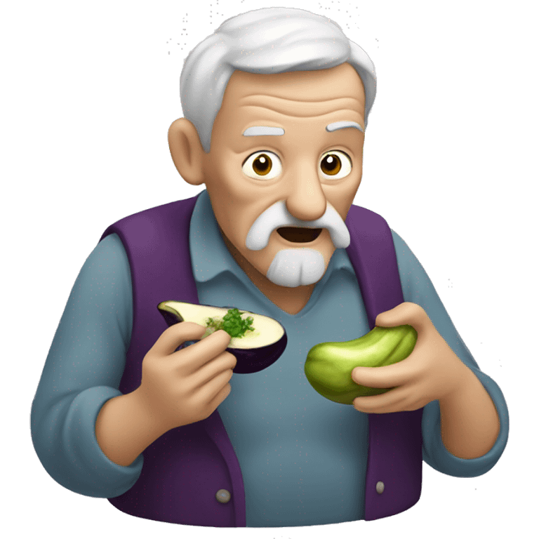 old man eating an eggplant emoji