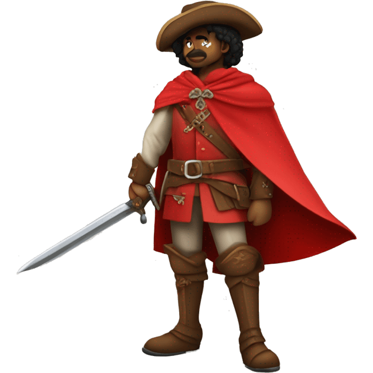 canela musketeer with red shoulder medieval cape and sword emoji