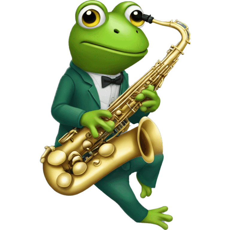 une grenouille qui joue du saxophone emoji