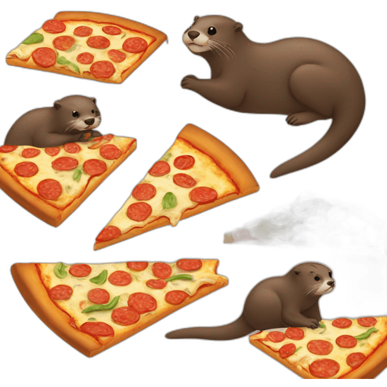 Two Otter eat veggie pizza emoji