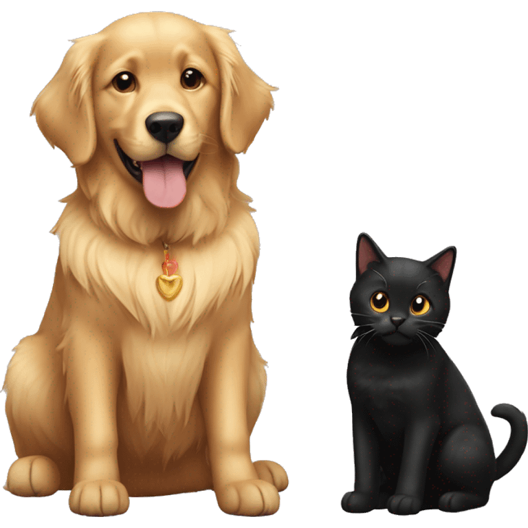 black cat and golden retriever emoji