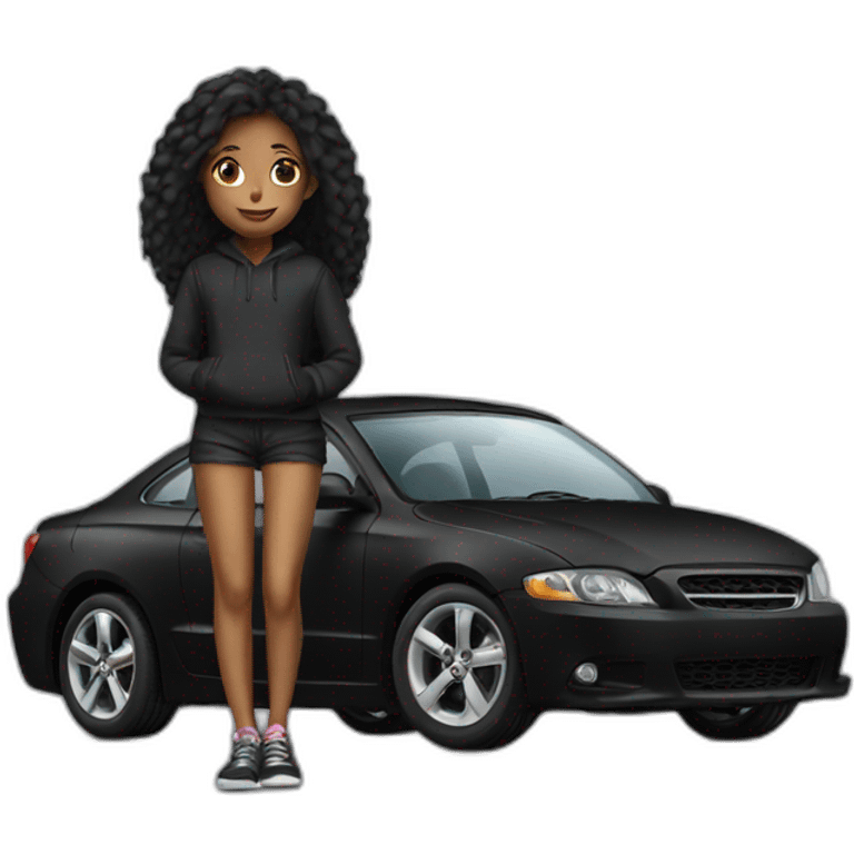 Black car with a girl emoji