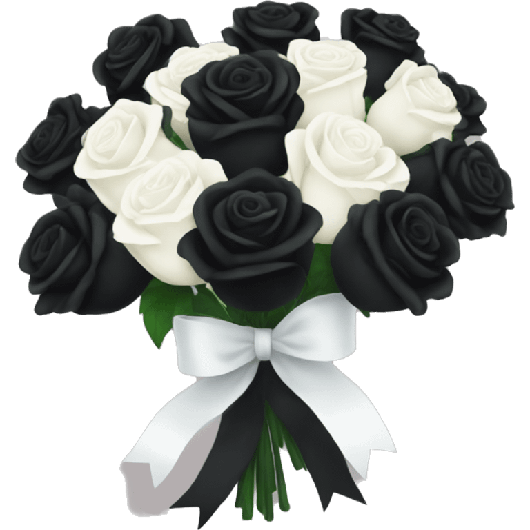 huge bouquet of only black roses with huge white ribbon emoji