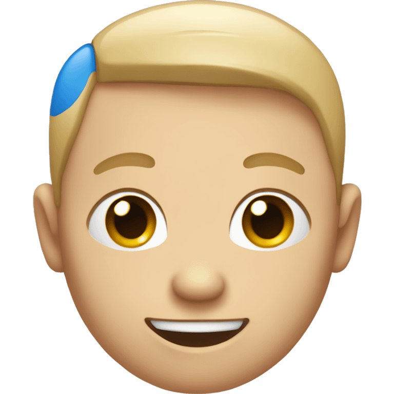 emoji with a circular head, that has the skin color of a white human, with white skin color ears, and a blue nose, smile, and do emoji