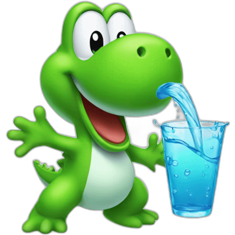 Green Yoshi throwing water emoji