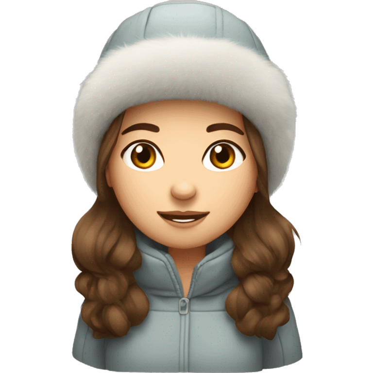 brown hair girl in big ushanka emoji