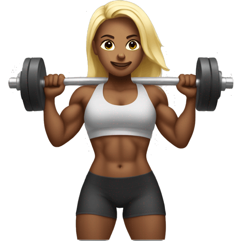 Bodybuilder woman, buff, lifting weights  emoji