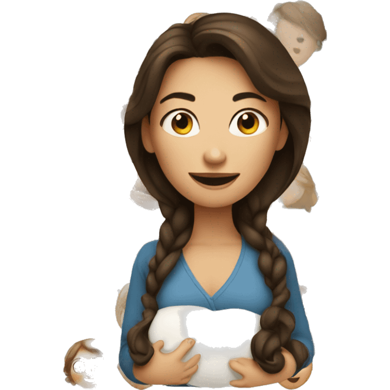 fair skinned brunette woman holding toddler emoji