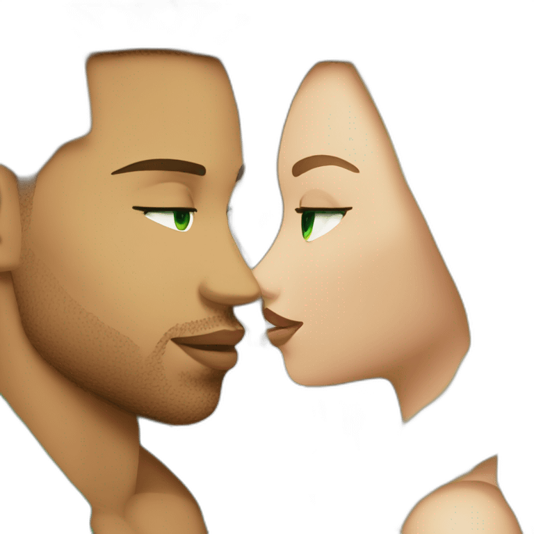 Romeo Santos kiss the mouth of the blond girl and green eyes emoji