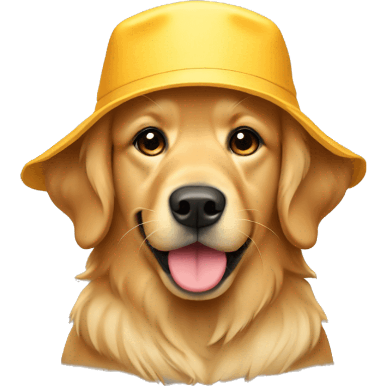 golden retriever wearing bucket hat emoji