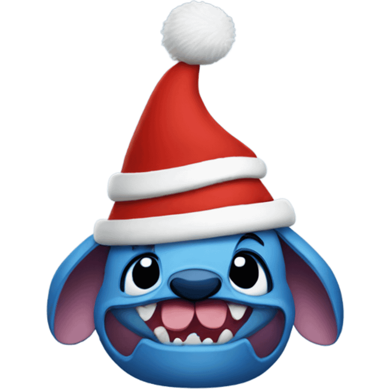 Stitch in Christmas hat emoji