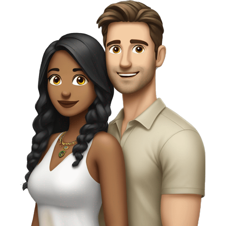 Pretty indian girl with hot white guy emoji