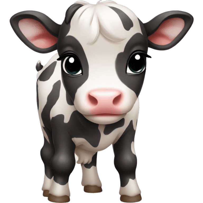 Cute calf with a cute bow on it emoji