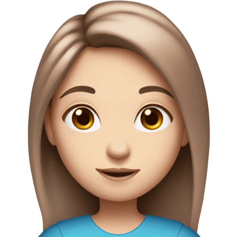 girl with fair skin and long brown hair and blue eyes holding a pink book emoji