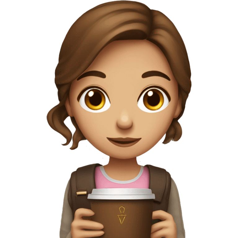 Girly girl with brown hair holding a bible and coffee emoji