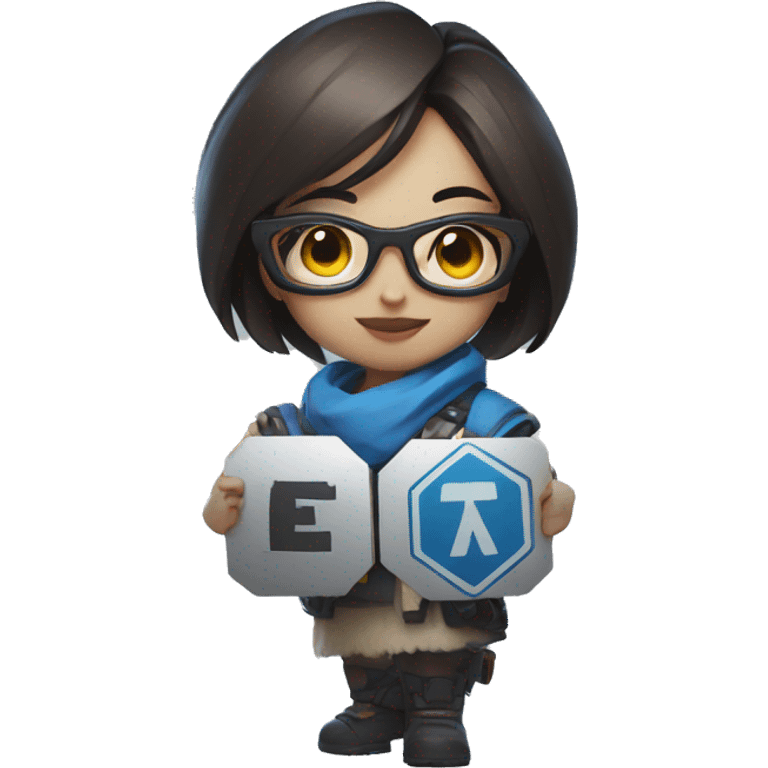 mei from overwatch posing with a piece sign emoji