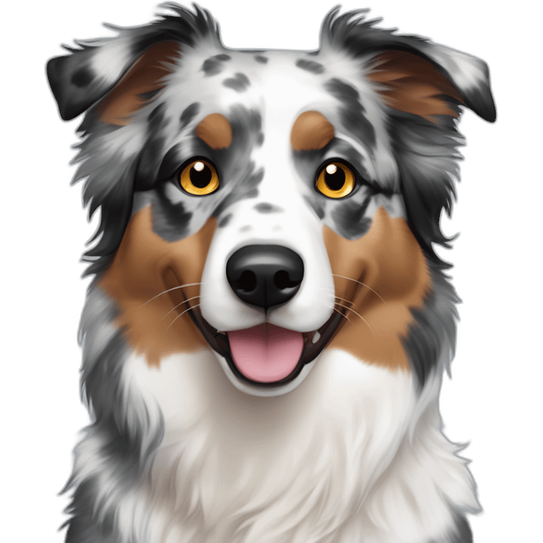 Grey black white Blue Merle Australian shepherd with heterochromia emoji