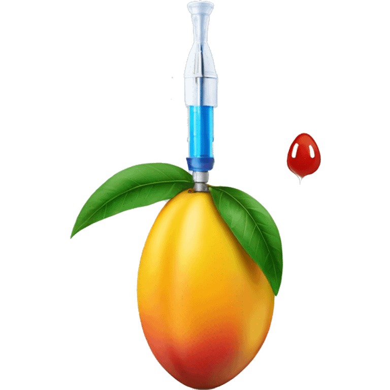 Mango with a syringe inside of it emoji