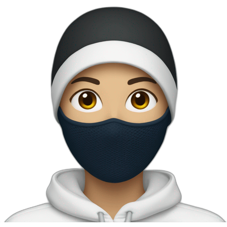 Latin woman using Lacoste balaclava emoji