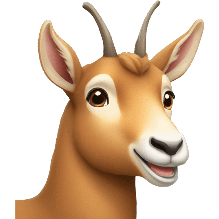 happy smiling brown chamois left hoof pointing up emoji