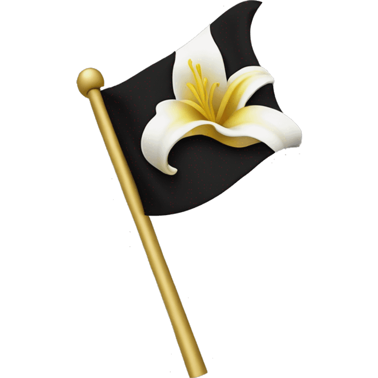 Black and white flag with gold lily flower  emoji