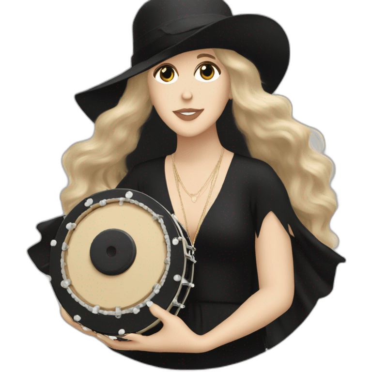 Stevie nicks in black holding a tambourine emoji