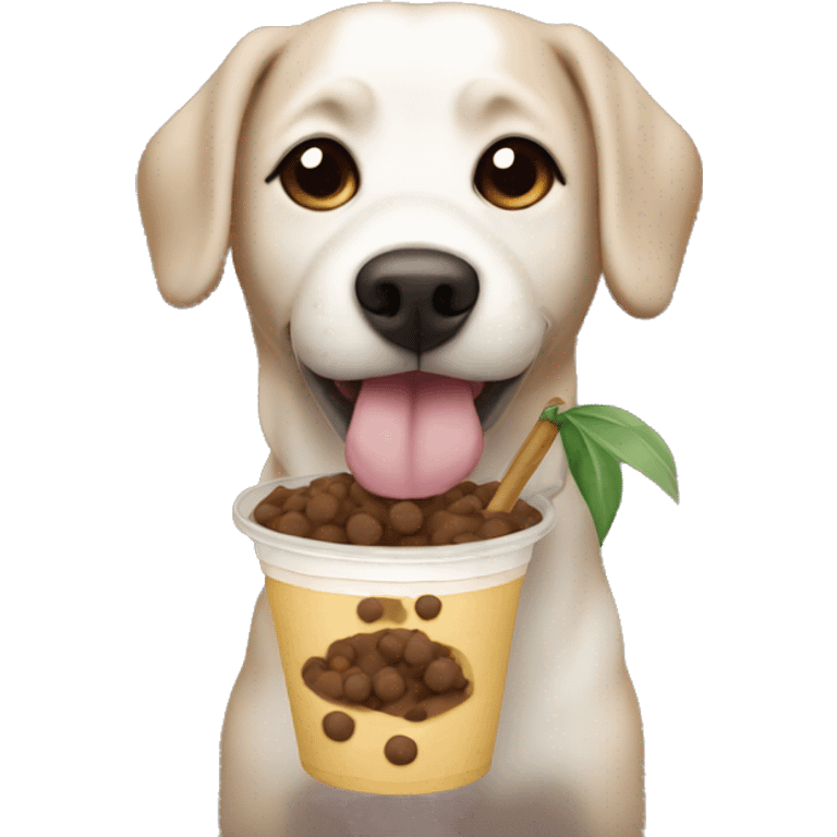 dog holding boba emoji