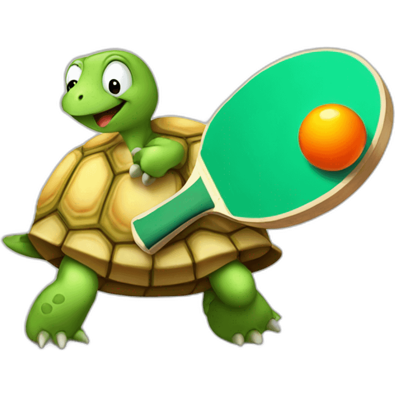 turtle with pingpong emoji