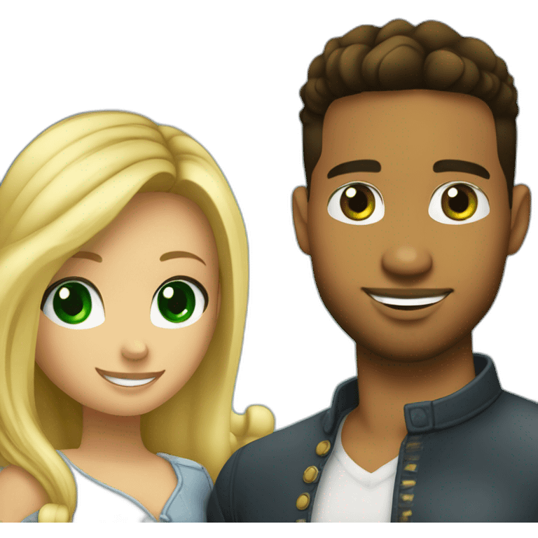 Romeo santos and blond girl green eyes hugging emoji