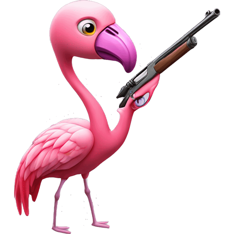 Flamingo shooting a shotgun emoji