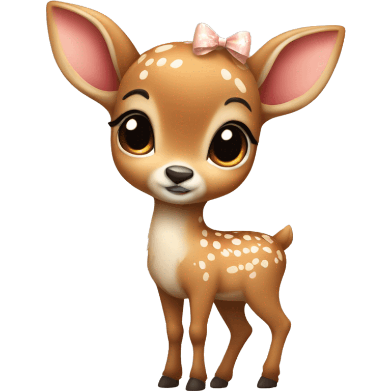 Cute fawn with bow,innocent,coquette emoji