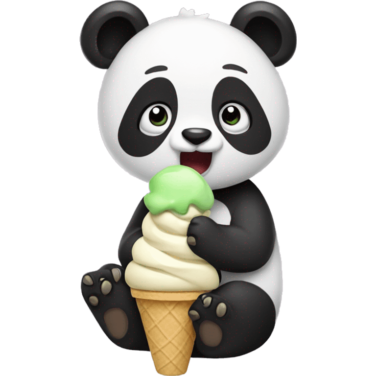 Panda eating ice cream emoji