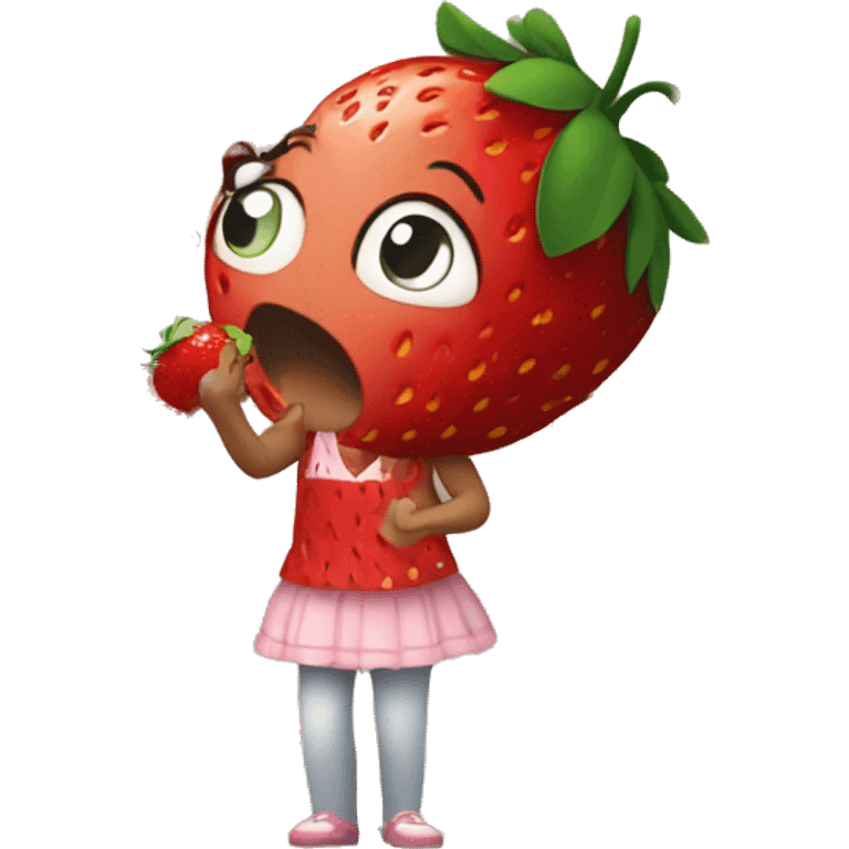 strawberry eating woman emoji