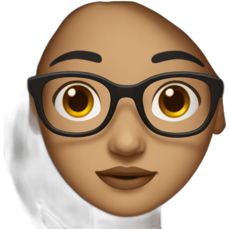 Create me a girl with long, black hair, and square glasses with brown skin emoji