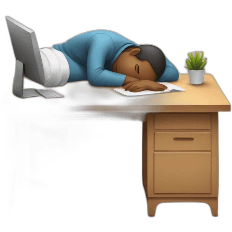 person sleeping on the Desk table emoji