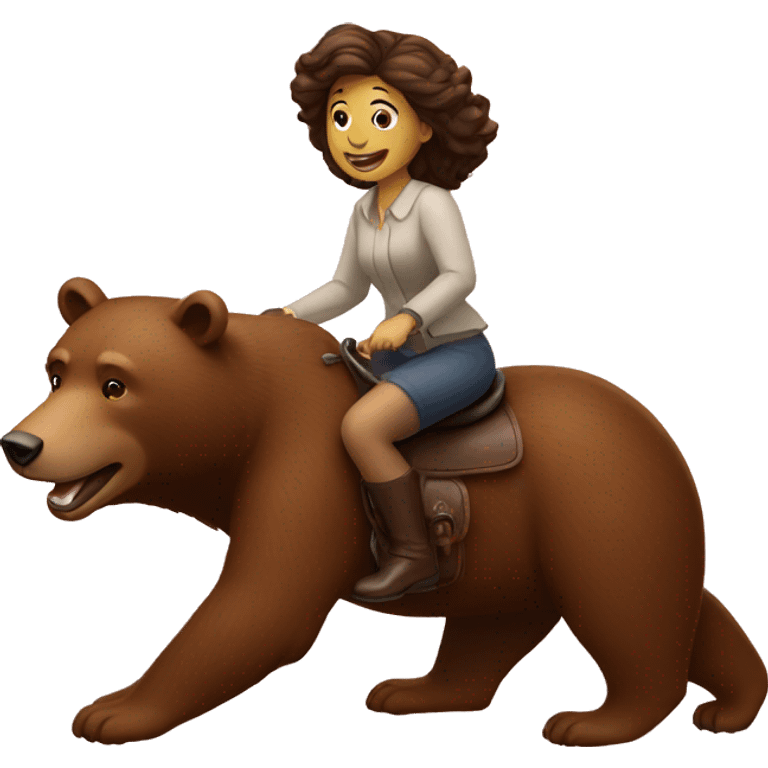 A lady riding on a bear emoji