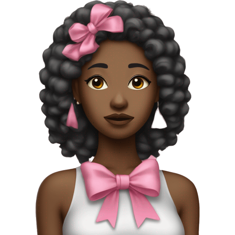 Stylish black girl crying with pink bow on her hair and stack of money on one of her hands emoji