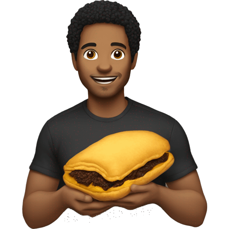 Lightskin black man holding Jamaican patty emoji